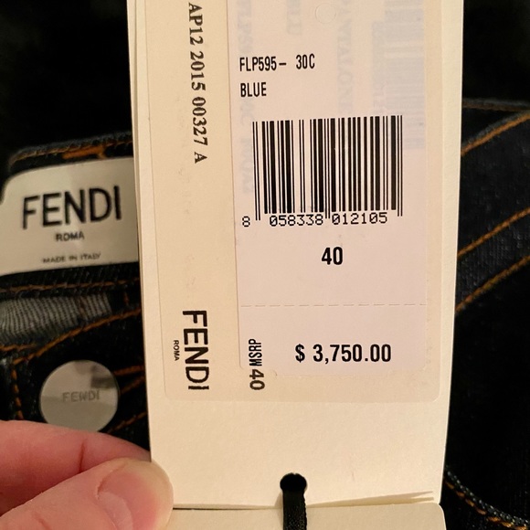 NWT FENDI RARE LTD RUNWAY DK DENIM/BLCK LAMB MONSTER JEANS - Picture 3 of 14
